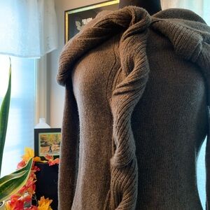 Reset Italian Made Beige Merino Wool Sweater with Twisted Design